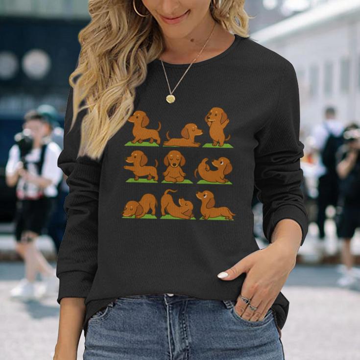 面白いtシャツ ダックスフンド ヨガ イヌ メンズ 犬好き グッズ かわいい おもしろ 面白い 服 ネタ 長袖tシャツ 長袖Tシャツ 彼女への贈り物