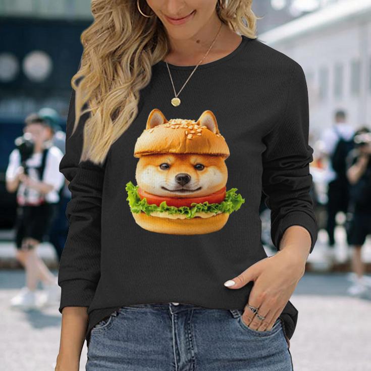 面白いtシャツ 柴犬 犬 イヌ ハンバーガー メンズ 犬好き グッズ かわいい おもしろ 面白い 服 ネタ 長袖tシャツ 長袖Tシャツ 彼女への贈り物