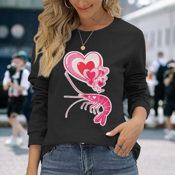 面白いエビアート メンズ レディース キッズ アジア料理 シーフード 長袖Tシャツ 彼女への贈り物