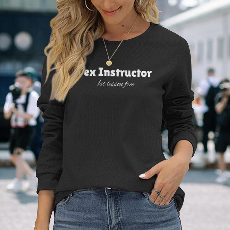 面白いパーティーセックスインストラクター 先生デザイン 長袖Tシャツ 彼女への贈り物