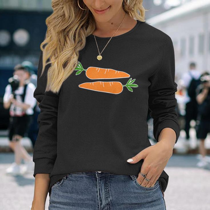 面白い人参デザイン 野菜にんじん 長袖Tシャツ 彼女への贈り物