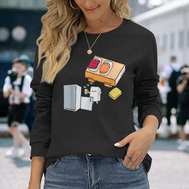 面白い寿司シャツ 日本の刺身 ビール冷蔵庫 長袖Tシャツ 彼女への贈り物