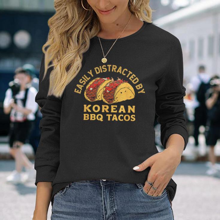 韓国bbqタコスレトロタコス愛好家に簡単に気を取られます 長袖Tシャツ 彼女への贈り物