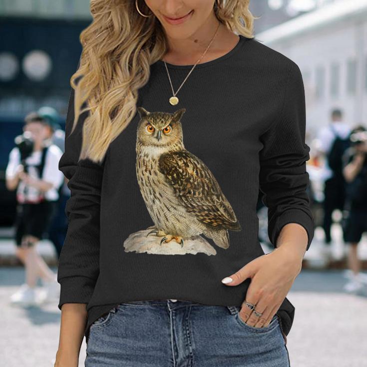 鳥 面白いtシャツ フクロウ ミミズク バードウォッチング 服 メンズ おもしろ グッズ 面白い おしゃれ 長袖Tシャツ 彼女への贈り物