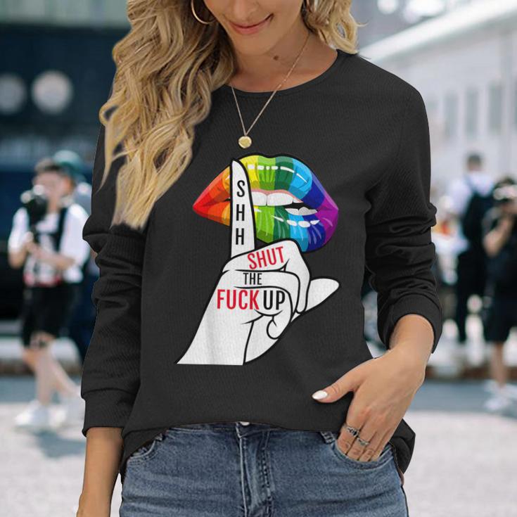 黙ってろよ Lgbtq 長袖Tシャツ 彼女への贈り物