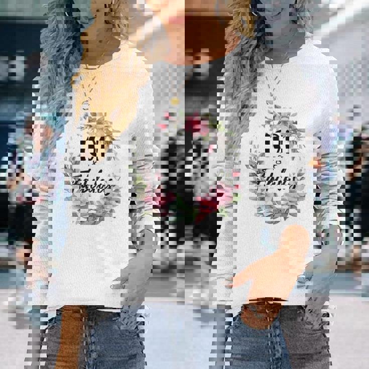 101歳＆ファビュラスフラワーパーティー 101歳の誕生日おめでとう 長袖tシャツ 長袖Tシャツ 彼女への贈り物