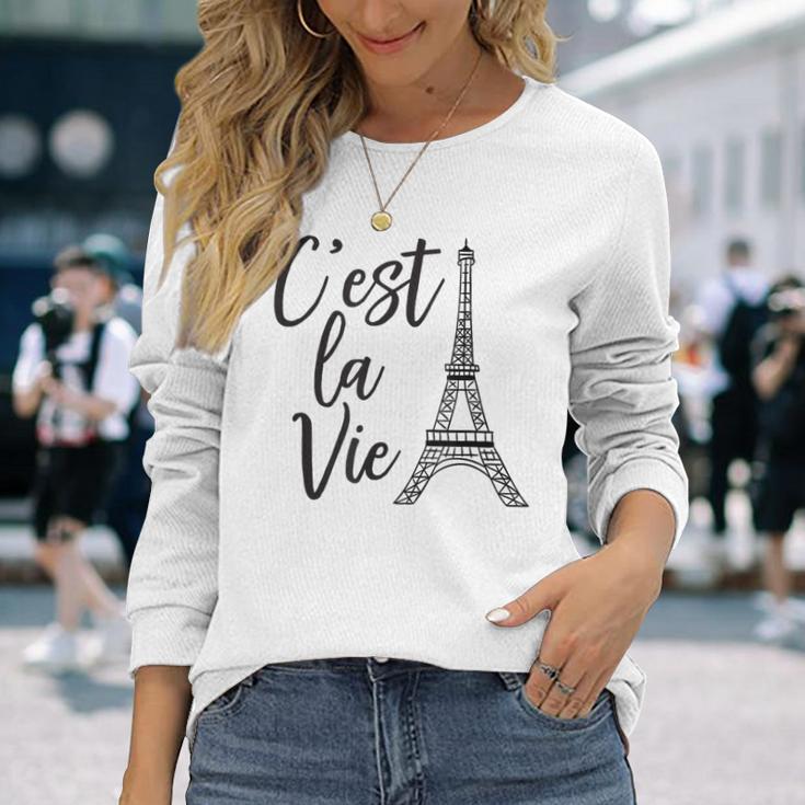 C'est Laie シャツ フレンチギフト パリ フランス エッフェル柄 長袖Tシャツ 彼女への贈り物