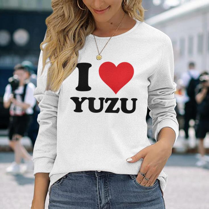 I Heart ゆず ファーストネーム I Love パーソナライズ 長袖Tシャツ 彼女への贈り物