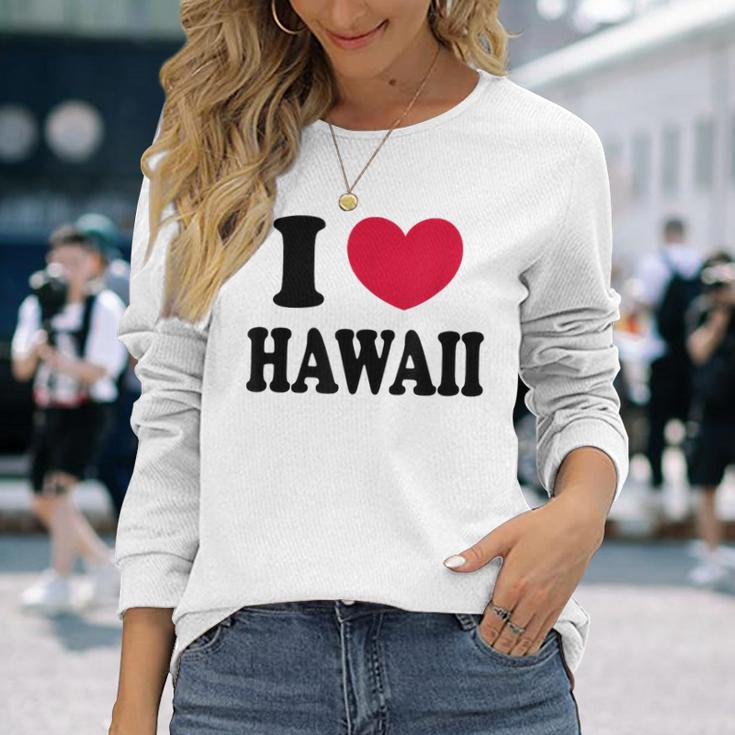 I Love Hawaii ハワイが大好き 長袖Tシャツ 彼女への贈り物