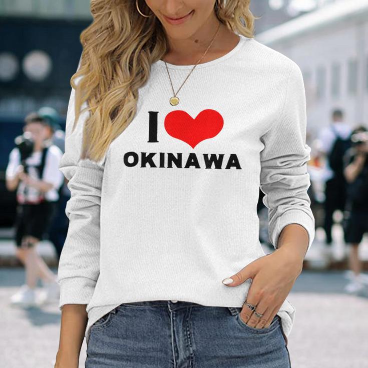 I Love Okinawa 愛 ハート 沖縄 沖縄県 日本 お土産 かわいい おしゃれ 長袖Tシャツ 彼女への贈り物