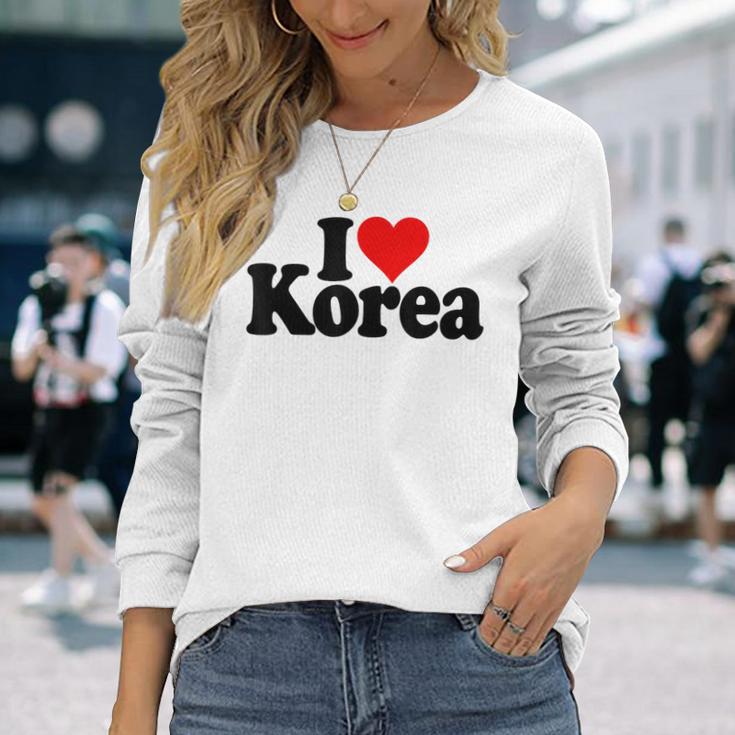 アイラブハートコリア韓国カルチャー 長袖Tシャツ 彼女への贈り物