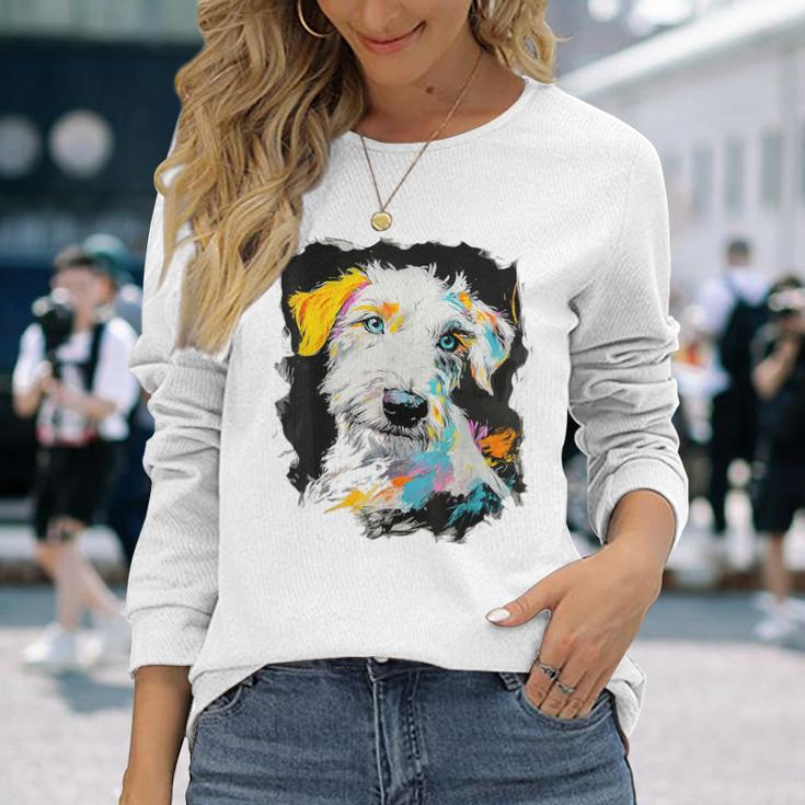 アイリッシュウルフハウンド 犬 モチーフ ペット 青い目 アイリッシュウルフハウンド 長袖Tシャツ 彼女への贈り物