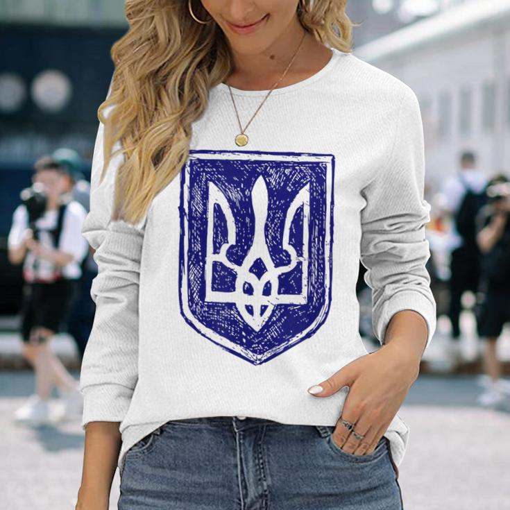 ウクライナの紋章 ウクライナの強いビシバンカ 長袖Tシャツ 彼女への贈り物