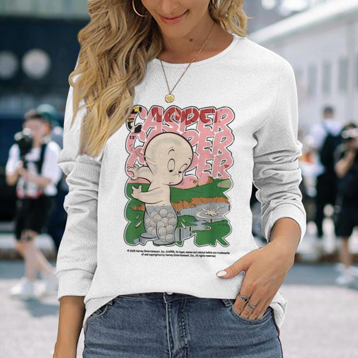 キャスパー 映画 クラシック レトロ コミック スタイル 長袖Tシャツ 彼女への贈り物