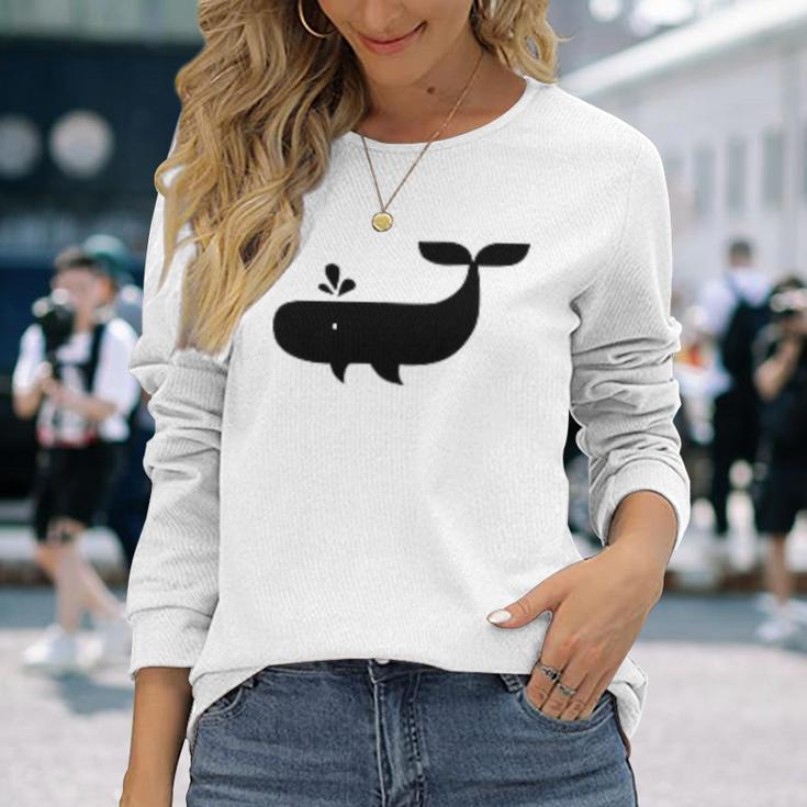 クジラ ブラック レディース メンズ 子供用 長袖Tシャツ 彼女への贈り物