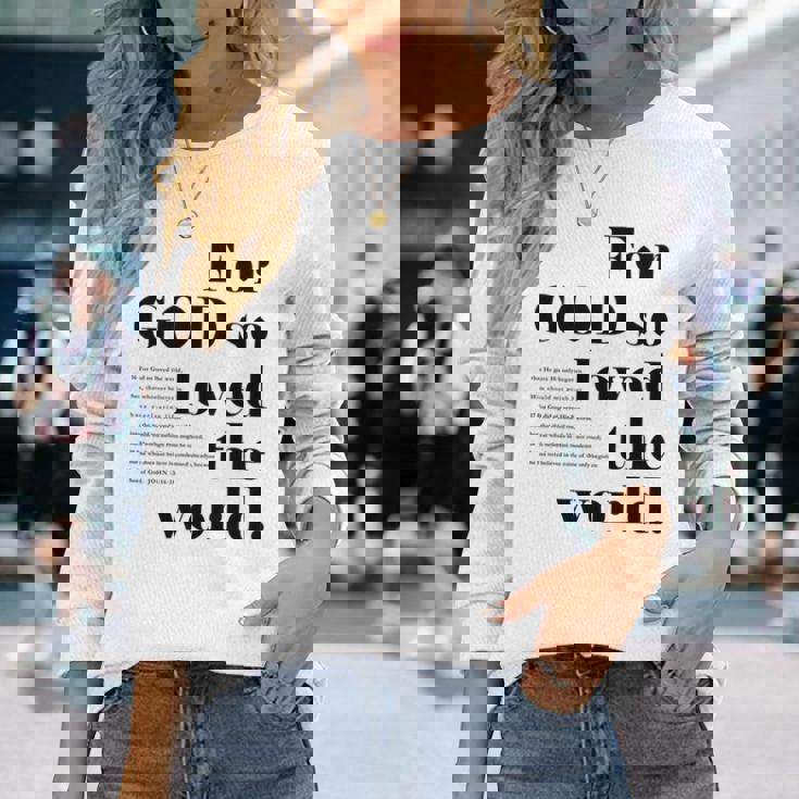 クリスチャン ジョン 3 16 18 Godo Loved The World 聖書の一節 長袖tシャツ 長袖Tシャツ 彼女への贈り物