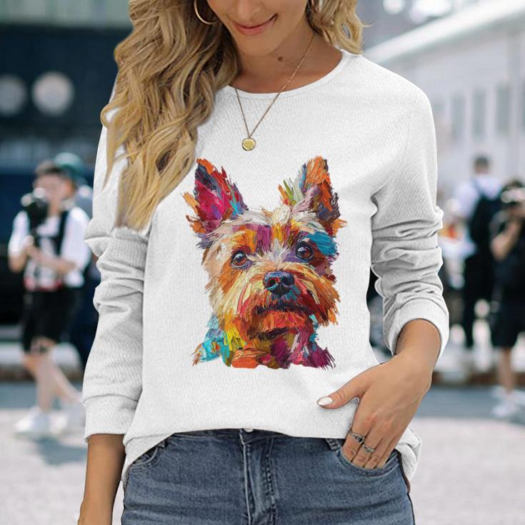 ケアンテリア 犬 モチーフ ペット イラスト ケアンテリア 長袖Tシャツ 彼女への贈り物