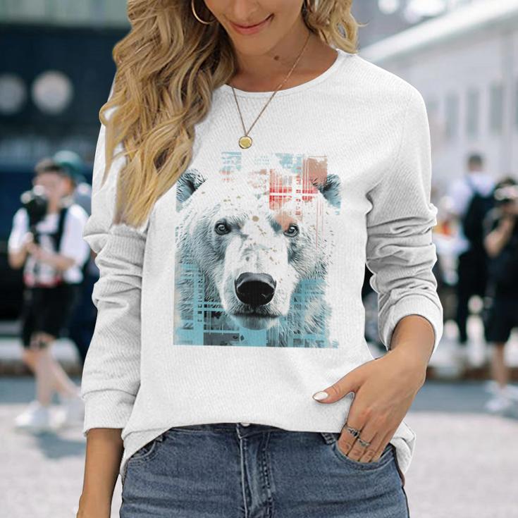 シロクマ 動物 グラフィック 描画 シロクマ 長袖Tシャツ 彼女への贈り物