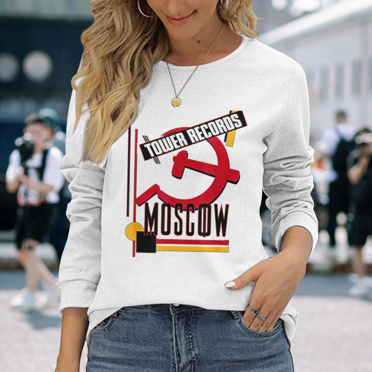 タワーレコード モスクワ レトロ ヴィンテージ 音楽 長袖Tシャツ 彼女への贈り物