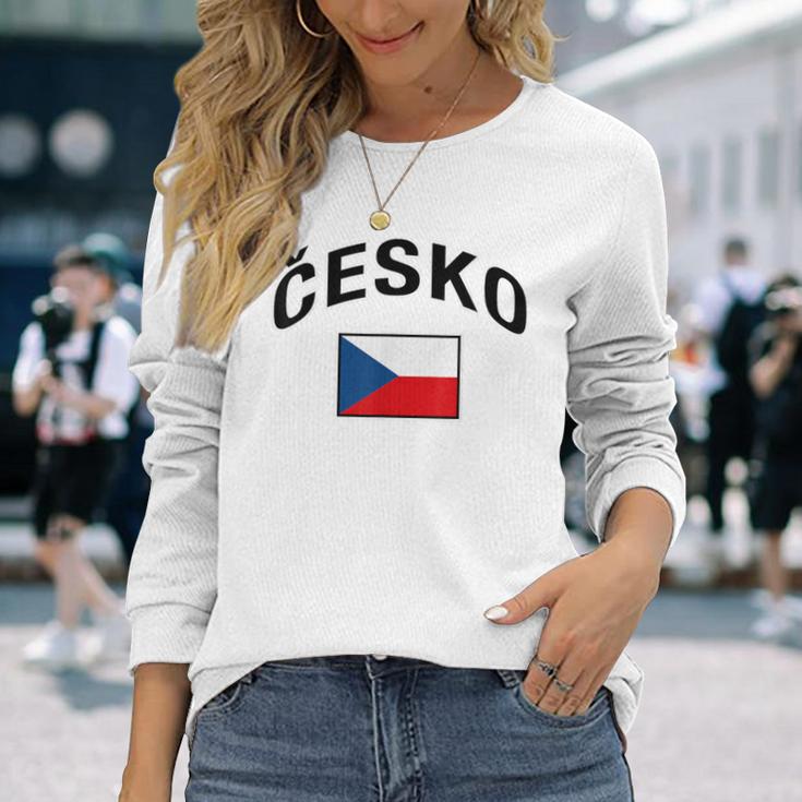 チェコ国旗 誇り高きチェコ語 長袖Tシャツ 彼女への贈り物