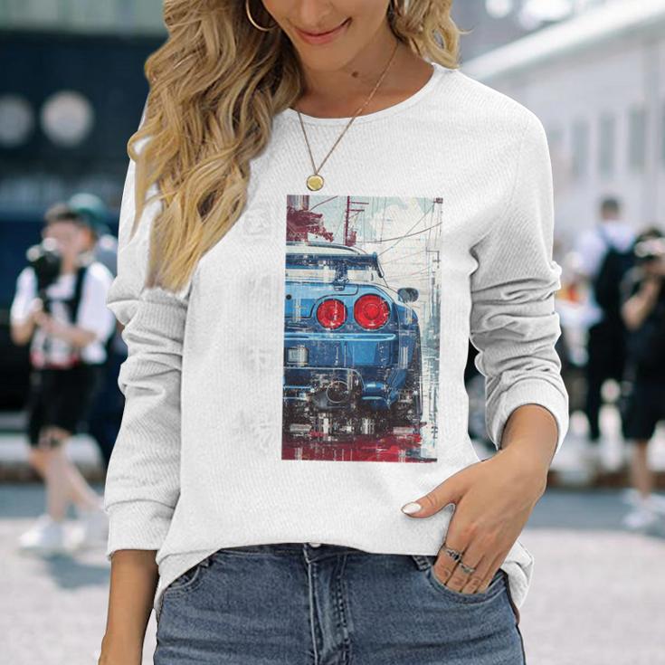 バックプリント ディストレス Jdm ドリフトカー 日本国内市場 長袖Tシャツ 彼女への贈り物