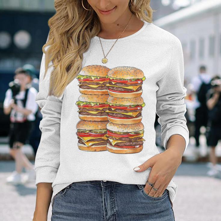 ハンバーガーデイパック ハンバーガー 6パック 腹筋 フェイク腹筋ジム 長袖Tシャツ 彼女への贈り物