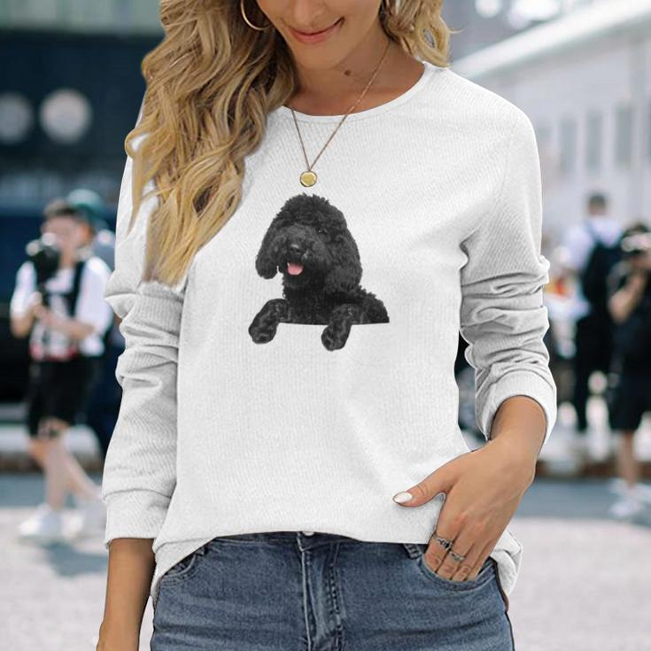 ブラックラブラドゥードル ポケット入り ラブラドゥードル犬愛好家 長袖tシャツ 長袖Tシャツ 彼女への贈り物