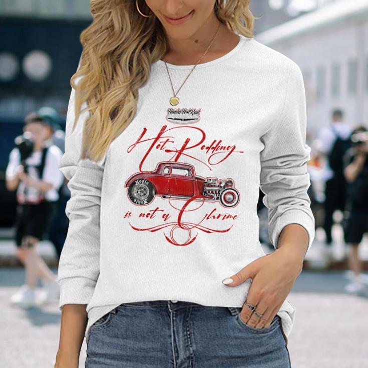 ホットロッド ホットロッド ハイボーイ T-バケツ ロッカリー 1930年代 ピンストライプ 長袖Tシャツ 彼女への贈り物