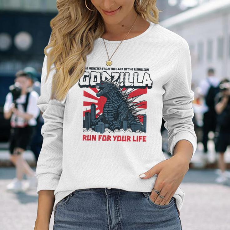 モンスター – ゴジラ：必死の逃亡 長袖Tシャツ 彼女への贈り物