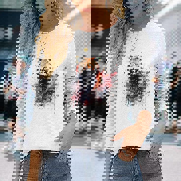 レッサーパンダ 恋人 アートワーク 長袖Tシャツ 彼女への贈り物