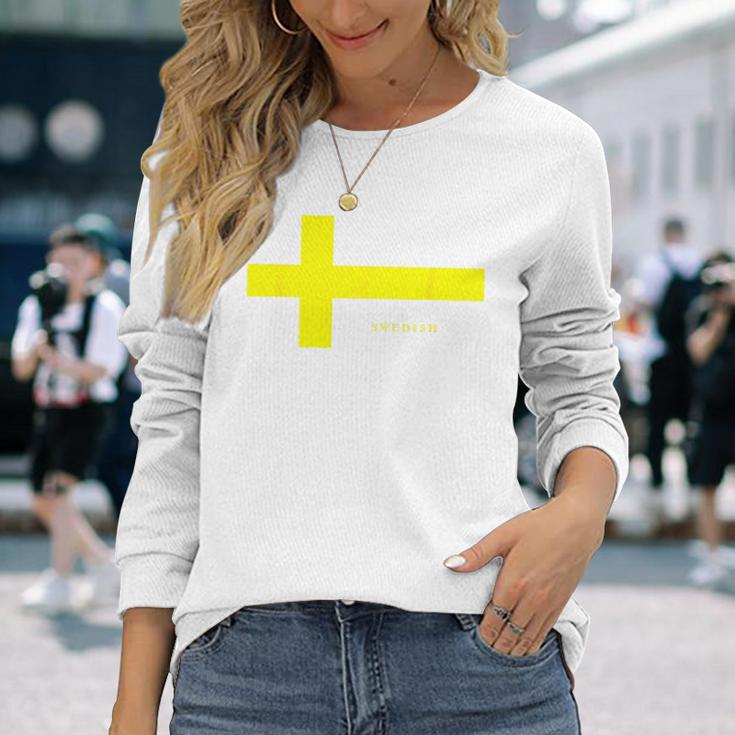 レトロ スウェーデン国旗 メンズ レディース キッズ ヴィンテージ ギフト 長袖Tシャツ 彼女への贈り物