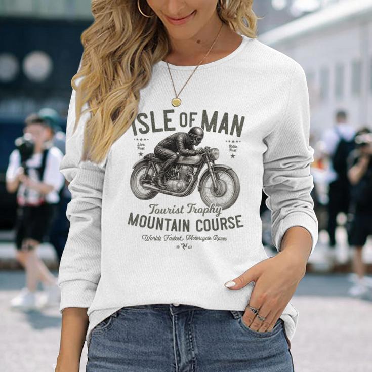 レトロ マン島 Tt レース ヴィンテージ レーシング バイクレース 長袖Tシャツ 彼女への贈り物