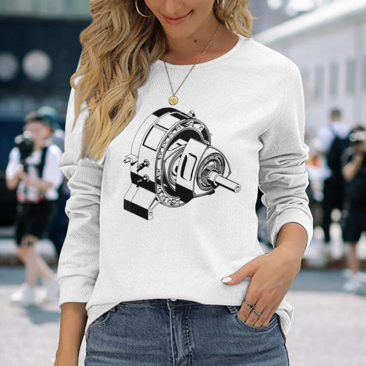 ヴィンテージロータリーエンジン設計図 カーグラフィック 長袖Tシャツ 彼女への贈り物