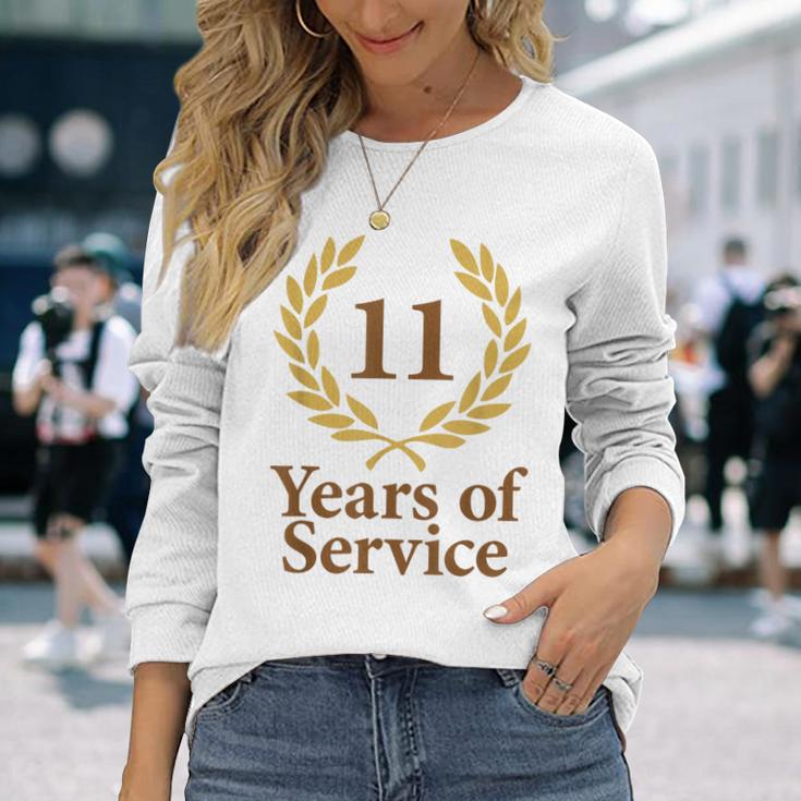 勤務11年 おもしろ11周年記念 ジュビリー 長袖Tシャツ 彼女への贈り物