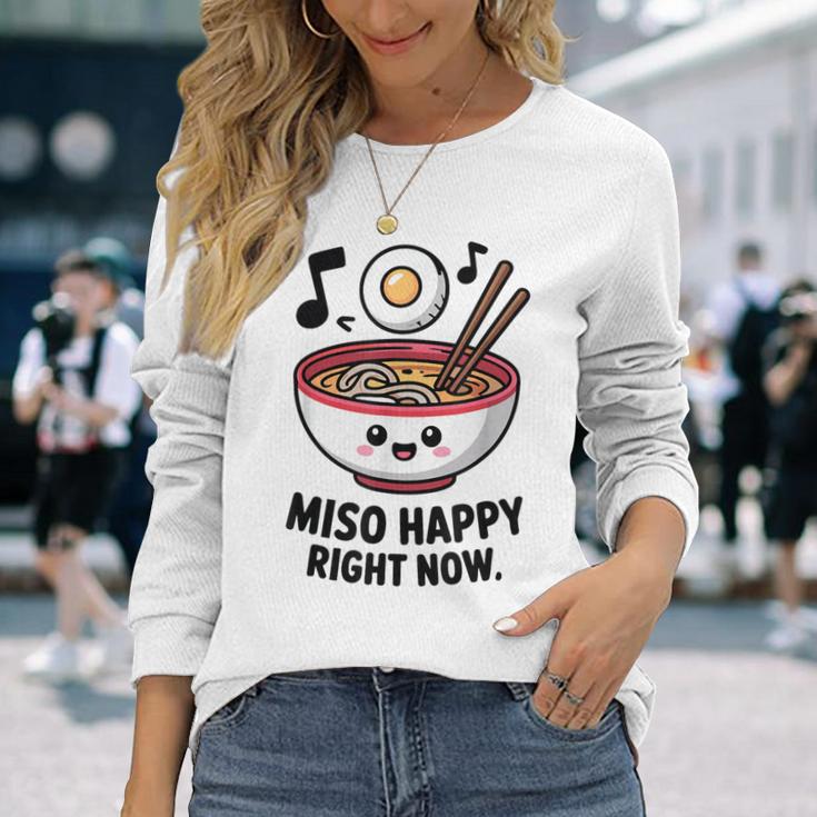 味噌ハッピー寿司ラーメン日本 長袖Tシャツ 彼女への贈り物