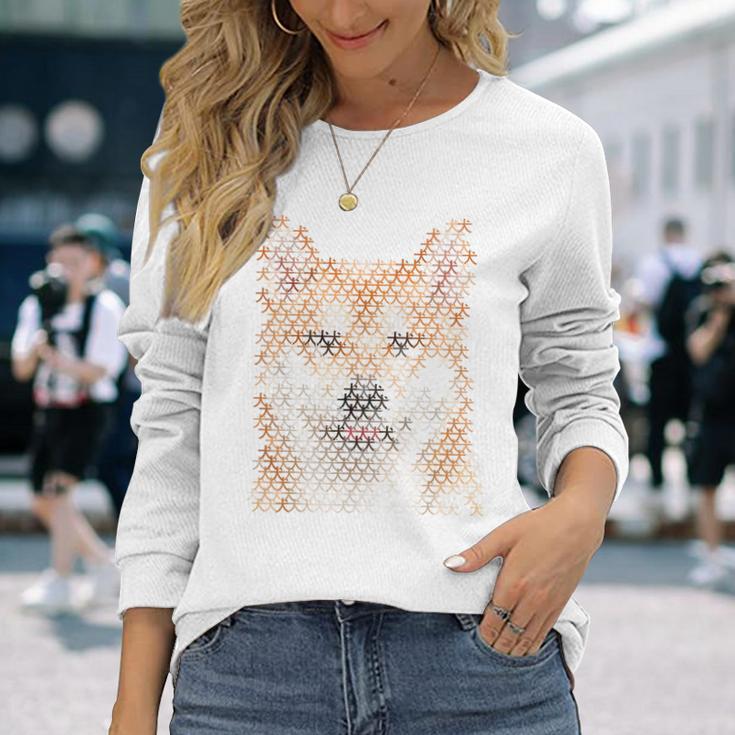 文字絵 柴犬 長袖Tシャツ 彼女への贈り物