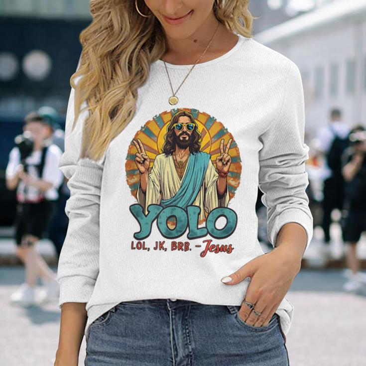 面白いキリスト復活祭の日イエス 長袖Tシャツ 彼女への贈り物