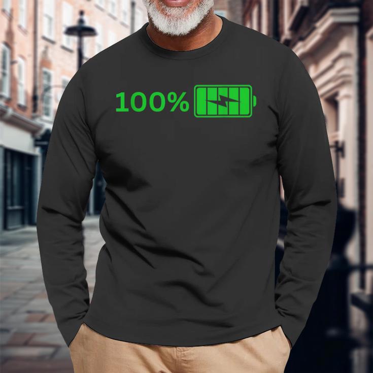 100バッテリー – 100バッテリー I おもしろい 高エネルギーパーセント 長袖Tシャツ 高齢者への贈り物
