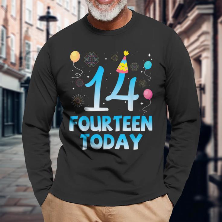14歳今日私にお誕生日おめでとう彼彼女の息子娘 長袖Tシャツ 高齢者への贈り物