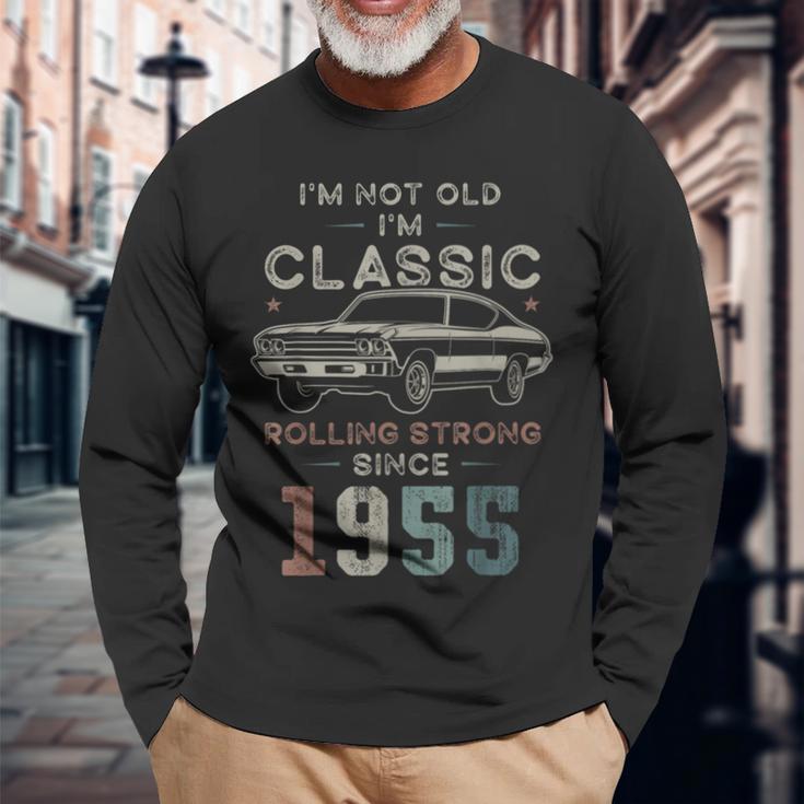1955年生まれ、71歳の誕生日 クラシックカー 長袖Tシャツ 高齢者への贈り物