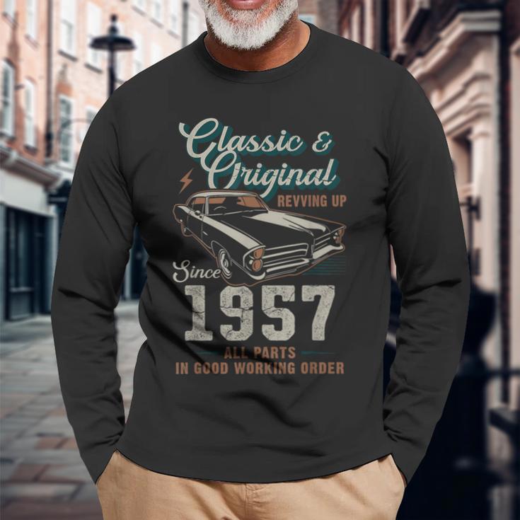 1957年生まれ ヴィンテージカー 69歳の誕生日 長袖Tシャツ 高齢者への贈り物