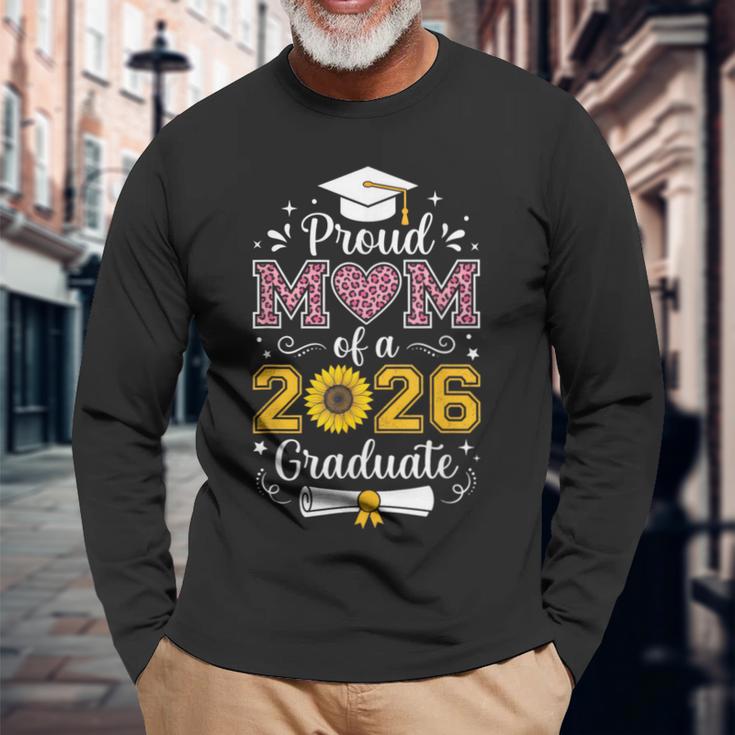 2026年卒業生シニアヒマワリヒョウの心臓の誇り高き母 長袖Tシャツ 高齢者への贈り物