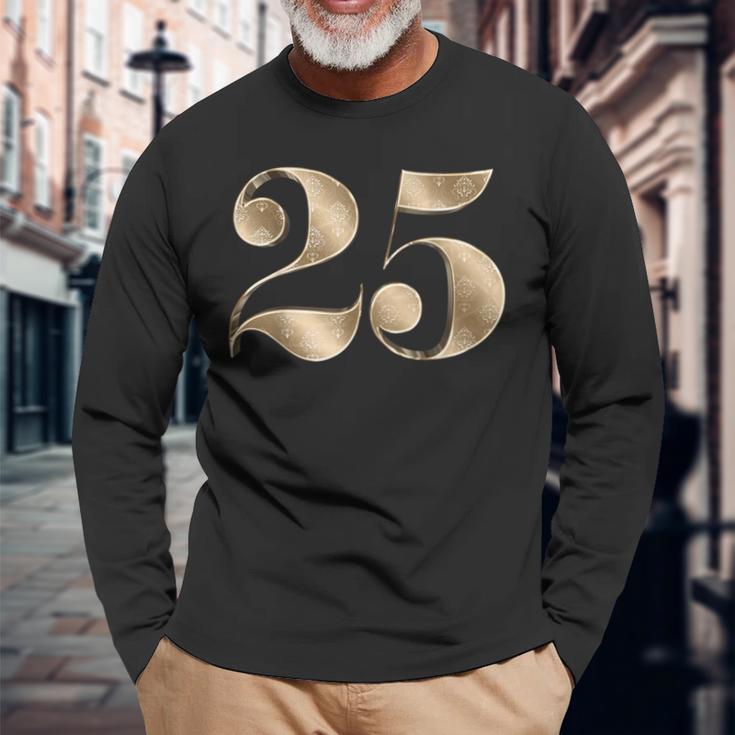 25 25 誕生日 お気に入り 数字 フルール・ド・リス 長袖Tシャツ 高齢者への贈り物