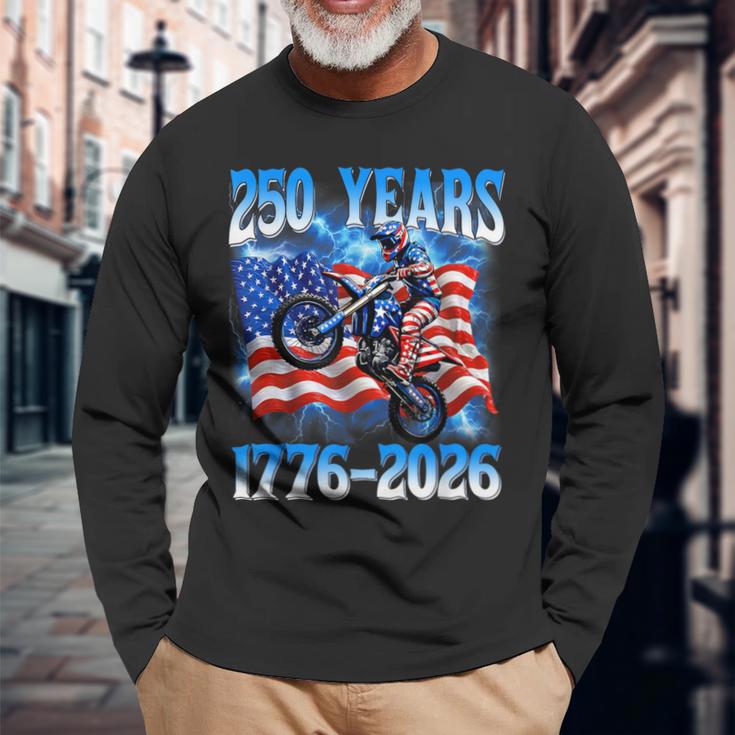 250Th Anniversary Usa Patriotic 250 Years 4Th July Dirt Bike Long Sleeve T-Shirt Gifts for Old Men