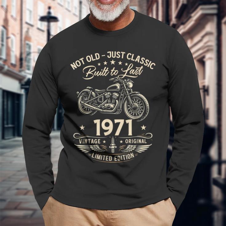 55 歳の誕生日男性オートバイ バイクに乗る人 1971 長袖Tシャツ 高齢者への贈り物