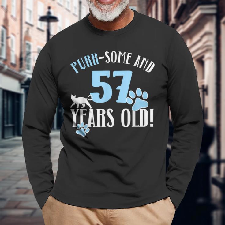 57歳の誕生日 57歳 猫 ママ 猫好き 誕生日 長袖Tシャツ 高齢者への贈り物