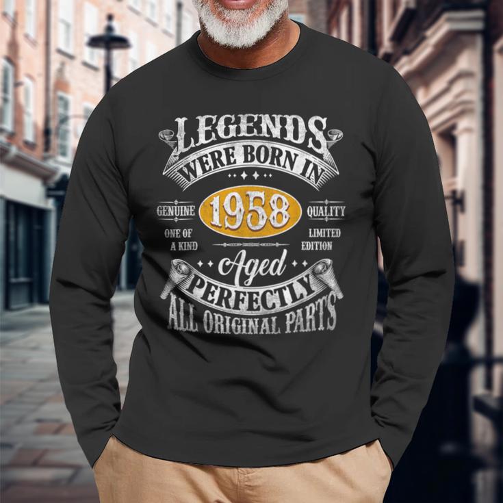 65歳の誕生日 1958年生まれのヴィンテージレジェンド 65歳 長袖Tシャツ 高齢者への贈り物