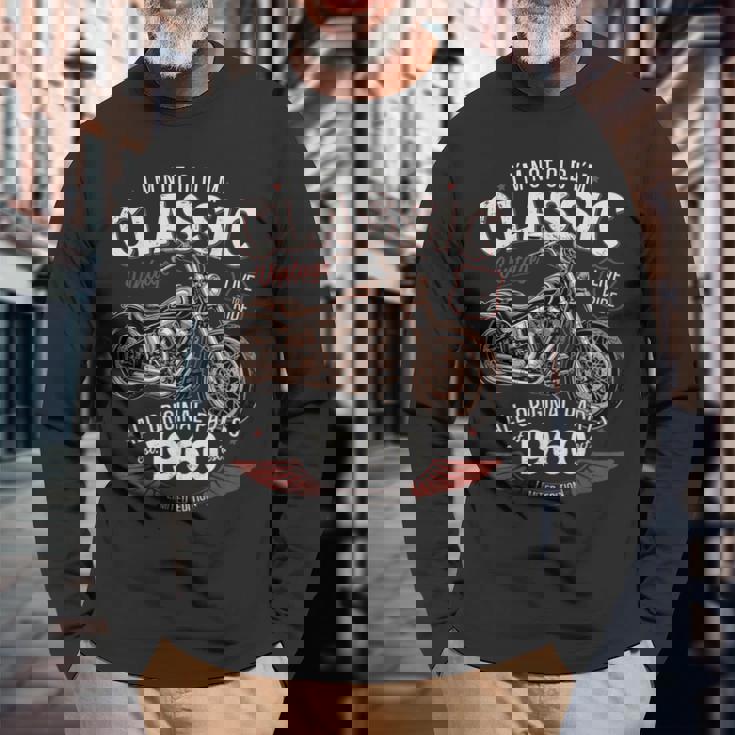 66 歳の誕生日男性オートバイ バイクに乗る人 1960 長袖Tシャツ 高齢者への贈り物