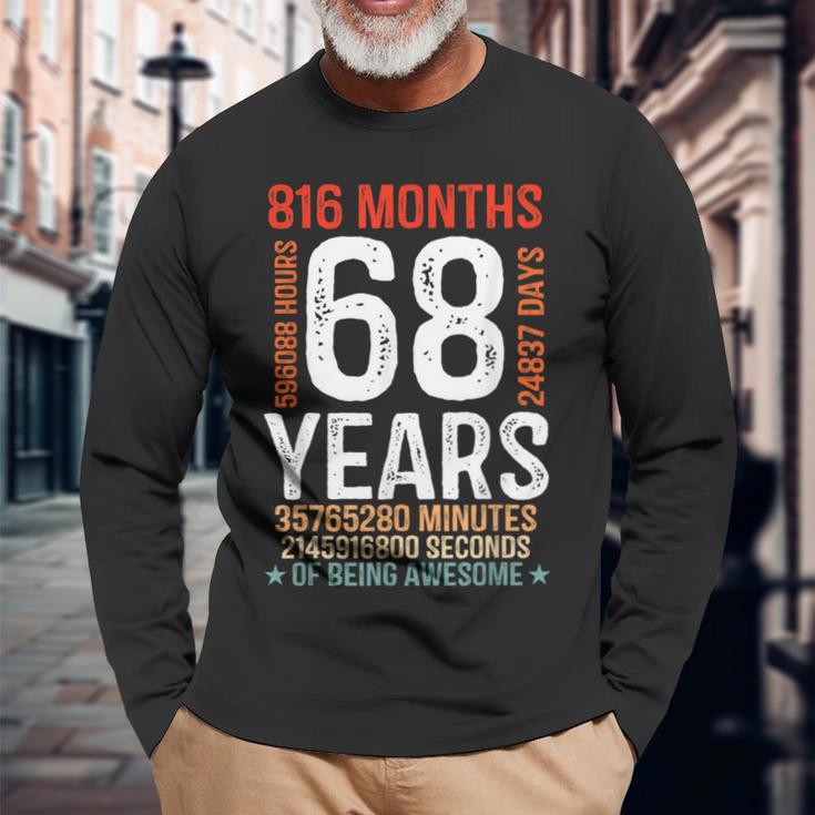 68歳の誕生日プレゼント 68歳 816ヶ月 レトロ ヴィンテージ 長袖Tシャツ 高齢者への贈り物