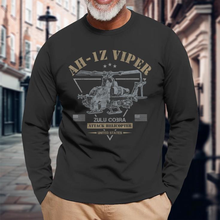 Ah-1Z ヴァイパー Ah-1Ziper Zulu Cobra 攻撃ヘリコプター 長袖Tシャツ 高齢者への贈り物